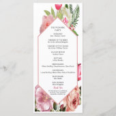 Moderne Roze Bloemige Zeshoekige Ceremonie Schema (Achterkant)