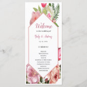 Moderne Roze Bloemige Zeshoekige Ceremonie Schema (Voorkant)