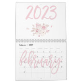 Moderne Roze Bloemkalender 2023 Kalender (Feb 2027)