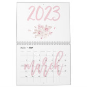 Moderne Roze Bloemkalender 2023 Kalender (Mar 2027)