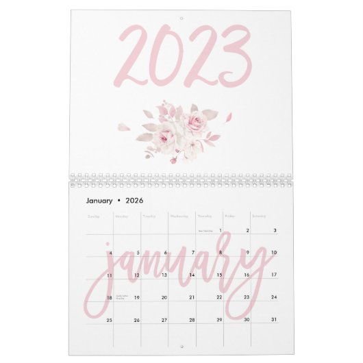 Moderne Roze Bloemkalender 2023 Kalender (Jan 2026)