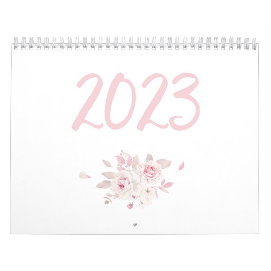 Moderne Roze Bloemkalender 2023 Kalender (Hoes)