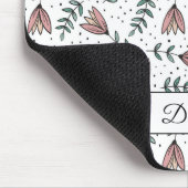 Moderne Roze Bloemmotief Naam Muismat (Hoek)