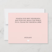 Moderne roze bloemrijke romantische dankkaart bedankkaart (Achterkant)