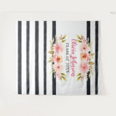 Moderne Roze Bloemstrepen Afstudeerachtergrond Wandkleed (Voorkant (horizontaal))