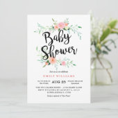 Moderne Roze Bloesem Baby Shower Uitnodiging (Staand voorkant)