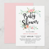 Moderne Roze Bloesem Baby Shower Uitnodiging (Voorkant / Achterkant)