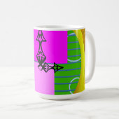 Moderne roze blokken op goudgroen koffiemok (Voorkant rechts)