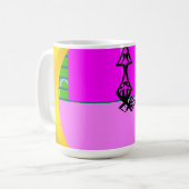 Moderne roze blokken op goudgroen koffiemok (Voorkant links)