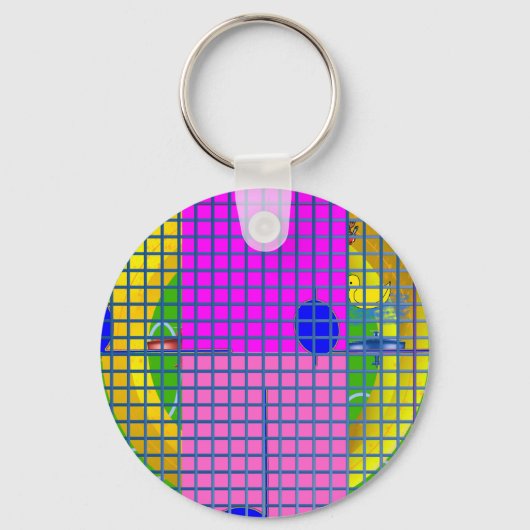 Moderne roze blokken sleutelhanger (Voorkant)