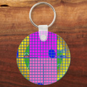 Moderne roze blokken sleutelhanger (Voorkant)
