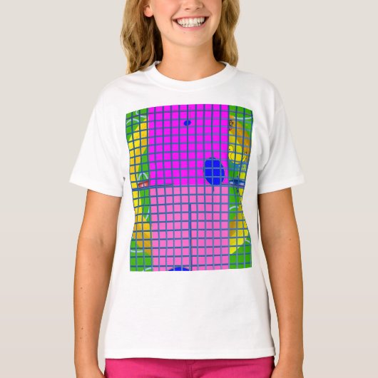 Moderne roze blokken t-shirt (Voorkant)