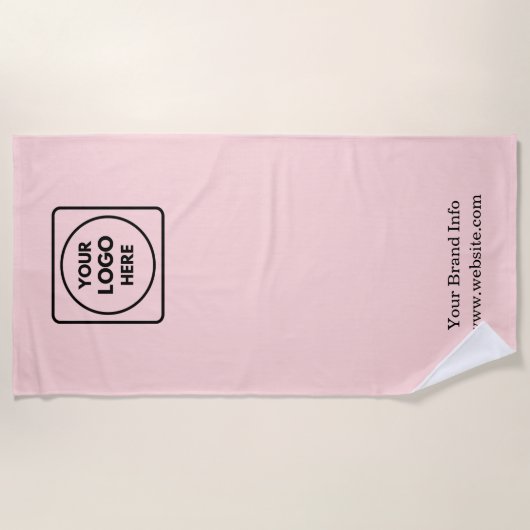 Moderne Roze Blush | Aangepast Professioneel Logo Strandlaken (Voorkant)