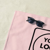 Moderne Roze Blush | Aangepast Professioneel Logo Strandlaken (In situ)