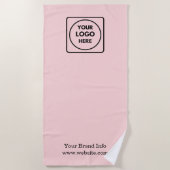 Moderne Roze Blush | Aangepast Professioneel Logo Strandlaken (Voorkant)