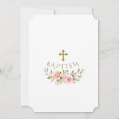 Moderne Roze Blush Bloemen Gouden Lijst Doop Kaart (Achterkant)