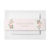 Moderne roze blush bloemenbuikband uitnodigingen wikkel (Voorkant Voorbeeld)