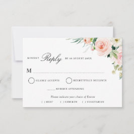 moderne roze blush bloemenmaaltijd keuze RSVP-kaar RSVP Kaartje