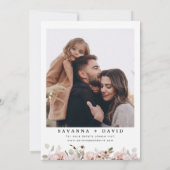 Moderne Roze Blush Boho Bloemen Bruiloft Kaart (Achterkant)