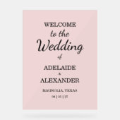 Moderne Roze Blush Bruiloft Acryl Bord (Voorkant)