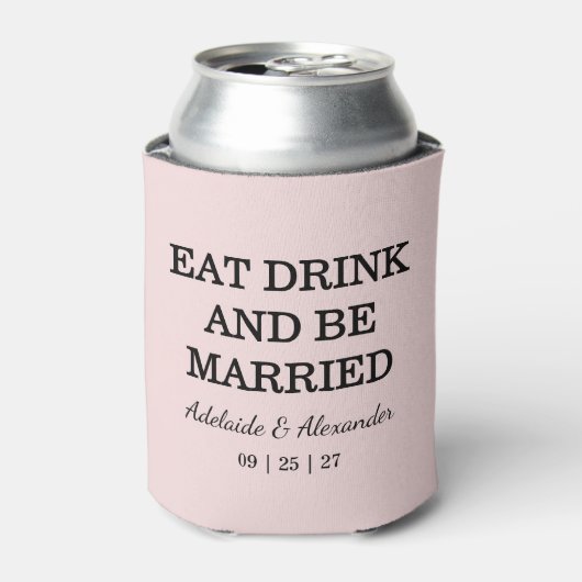 Moderne Roze Blush Bruiloft Blikjeskoeler (Blikje Voorkant)