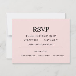 Moderne Roze Blush Bruiloft RSVP Kaartje