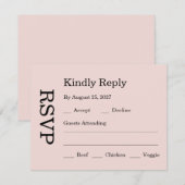 Moderne roze blush bruiloft RSVP kaartje (Voorkant / Achterkant)