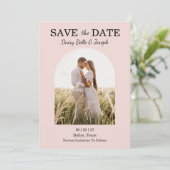 Moderne roze blush bruiloft save the date (Staand voorkant)
