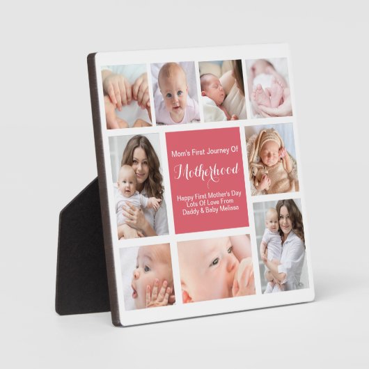 Moderne Roze Blush Eerste Moederdag Foto Fotoplaat (Voorkant)