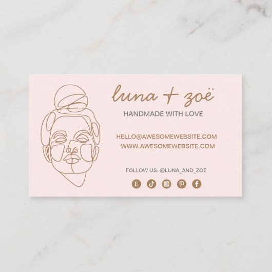 Moderne roze Blush feminine Line Art Discount Kaar Kortingskaartje (Achterkant)