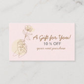 Moderne roze Blush feminine Line Art Discount Kaar Kortingskaartje (Voorkant)