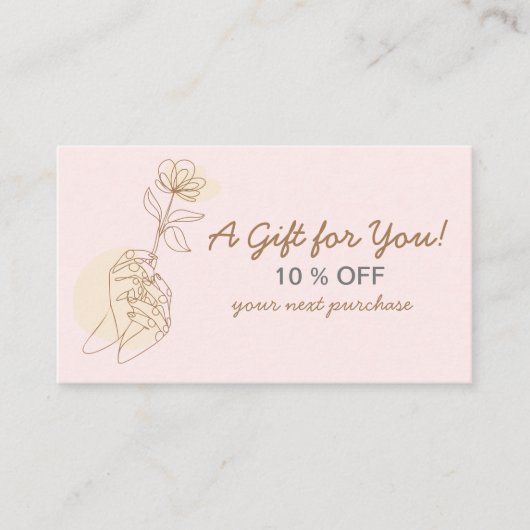 Moderne roze Blush feminine Line Art Discount Kaar Kortingskaartje (Voorkant)