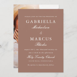 Moderne Roze Blush Foto Bruiloft Kaart