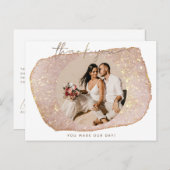 Moderne Roze Blush Glitter Foto Trouw Dankjewel Briefkaart (Voorkant / Achterkant)