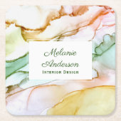 Moderne roze Blush Green Pastel Custom Kartonnen Onderzetters (Voorkant)