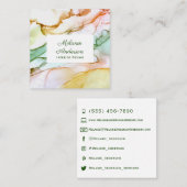 Moderne roze Blush Green Pastel Custom Vierkante Visitekaartje (Voorkant / Achterkant)