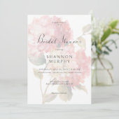 Moderne Roze Blush Hortensia Bruiloftsborrel Kaart (Staand voorkant)