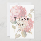 Moderne Roze Blush Hydrangea Bruiloft Bedankkaart (Voorkant)
