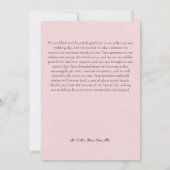 Moderne Roze Blush Hydrangea Bruiloft Bedankkaart (Achterkant)