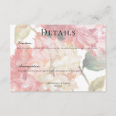Moderne Roze Blush Hydrangea Bruiloft Details Informatiekaartje (Voorkant)