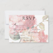 Moderne Roze Blush Hydrangea Bruiloft RSVP Kaartje (Voorkant)