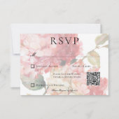 Moderne Roze Blush Hydrangea Trouw QR Code RSVP Kaartje (Voorkant)