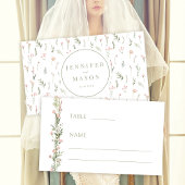 Moderne roze blush kleine bloemen bruiloft plaats  plaatskaartje