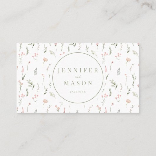 Moderne roze blush kleine bloemen bruiloft plaats  plaatskaartje (Achterkant)