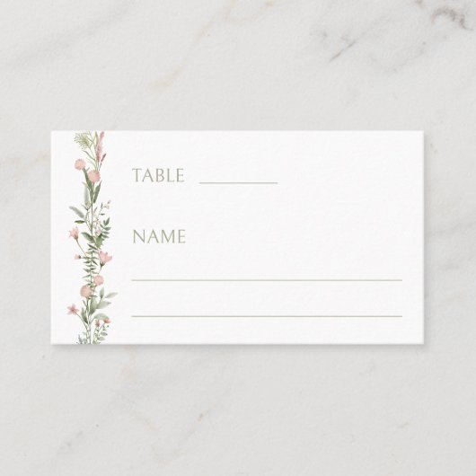 Moderne roze blush kleine bloemen bruiloft plaats  plaatskaartje (Voorkant)