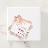 Moderne roze blush pampagras bruidsboeket bedankjes labels (In situ)