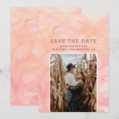 Moderne roze blush penseelstreken bruiloft save the date (Voorkant / Achterkant)