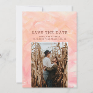 Moderne roze blush penseelstreken bruiloft save the date