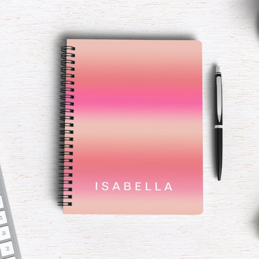 Moderne Roze Blush Roos Ombre Gradiënt Persoonlijk Notitieboek