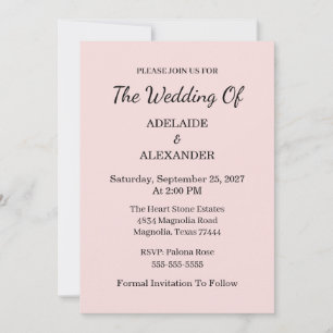 Moderne Roze Blush Trouw Save The Date Kaart
